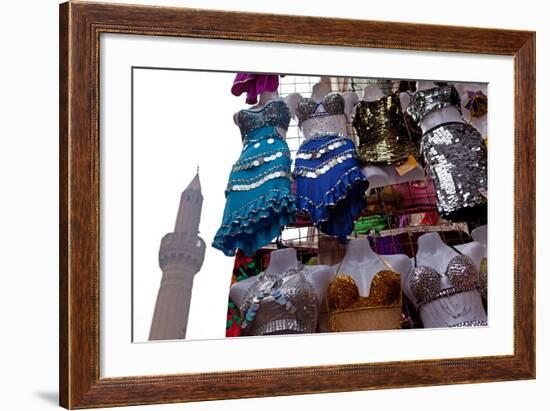 Egypt, Cairo, Islamic Old Town, Clothes Market and Minaret-Catharina Lux-Framed Photographic Print