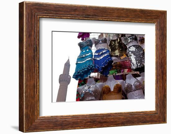 Egypt, Cairo, Islamic Old Town, Clothes Market and Minaret-Catharina Lux-Framed Photographic Print