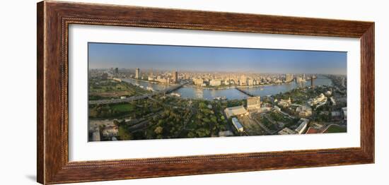 Egypt, Cairo, River Nile and City Skyline Viewed from Cairo Tower, Panoramic View-Michele Falzone-Framed Photographic Print