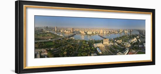 Egypt, Cairo, River Nile and City Skyline Viewed from Cairo Tower, Panoramic View-Michele Falzone-Framed Photographic Print