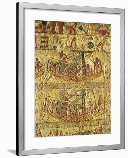 Egypt, Cairo, Saqqara, Tomb of Tru-Ka-Ptah, Navigation on River Nile-null-Framed Giclee Print