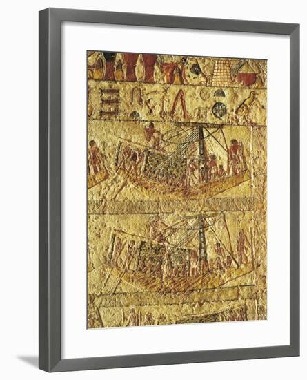 Egypt, Cairo, Saqqara, Tomb of Tru-Ka-Ptah, Navigation on River Nile-null-Framed Giclee Print