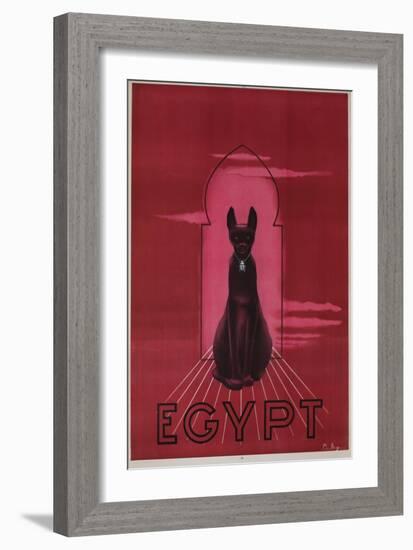 Egypt Cat with Scarab Travel Poster-null-Framed Giclee Print