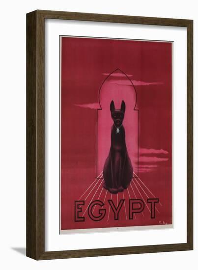 Egypt Cat with Scarab Travel Poster-null-Framed Giclee Print