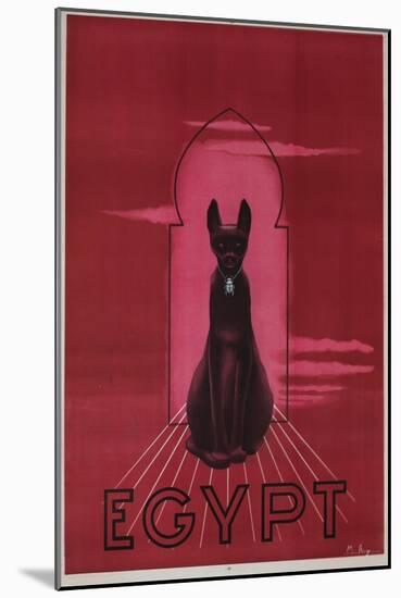 Egypt Cat with Scarab Travel Poster-null-Mounted Giclee Print