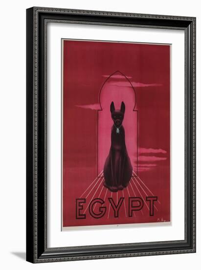 Egypt Cat with Scarab Travel Poster-null-Framed Giclee Print