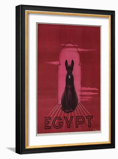 Egypt Cat with Scarab Travel Poster-null-Framed Giclee Print