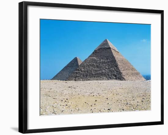 Egypt, Giza, Giza Pyramids, Pyramid of Chephren and Kheops Pyramid in the Background-null-Framed Giclee Print