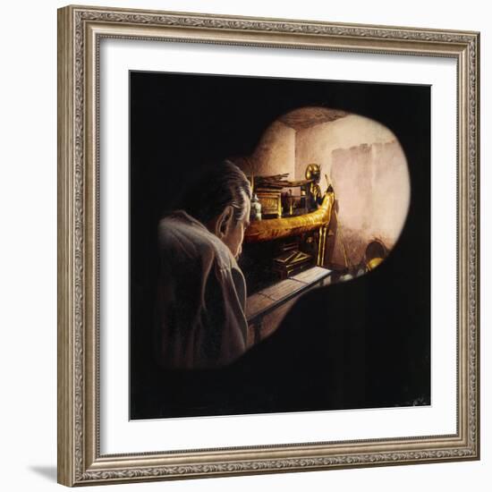 Egypt, Howard Carter Enters Burial Chamber at Tutankhamens Tomb-null-Framed Giclee Print