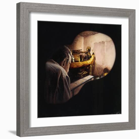 Egypt, Howard Carter Enters Burial Chamber at Tutankhamens Tomb-null-Framed Giclee Print