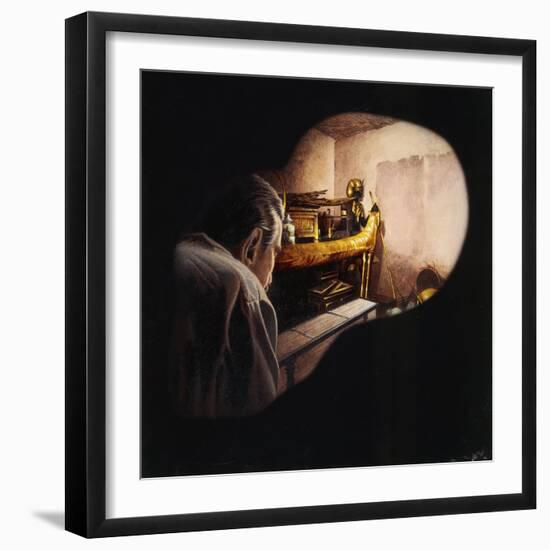 Egypt, Howard Carter Enters Burial Chamber at Tutankhamens Tomb-null-Framed Giclee Print