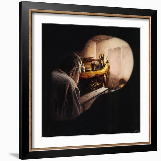 Egypt, Howard Carter Enters Burial Chamber at Tutankhamens Tomb-null-Framed Giclee Print