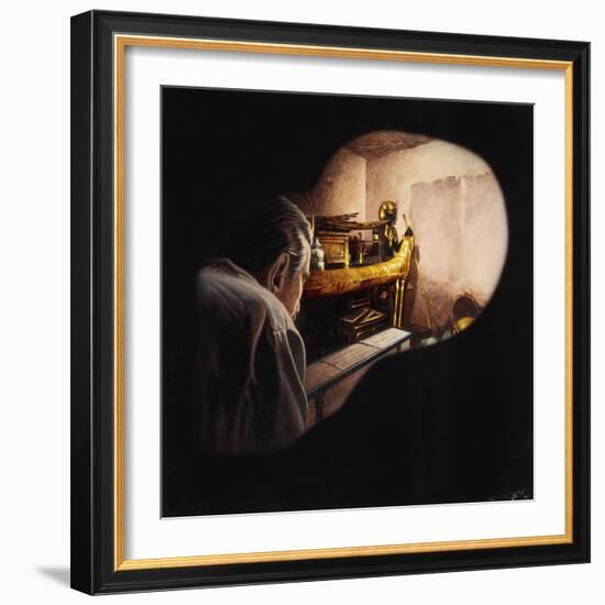 Egypt, Howard Carter Enters Burial Chamber at Tutankhamens Tomb-null-Framed Giclee Print