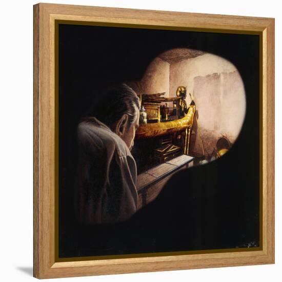 Egypt, Howard Carter Enters Burial Chamber at Tutankhamens Tomb-null-Framed Premier Image Canvas