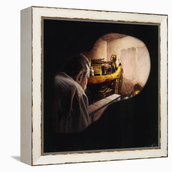 Egypt, Howard Carter Enters Burial Chamber at Tutankhamens Tomb-null-Framed Premier Image Canvas