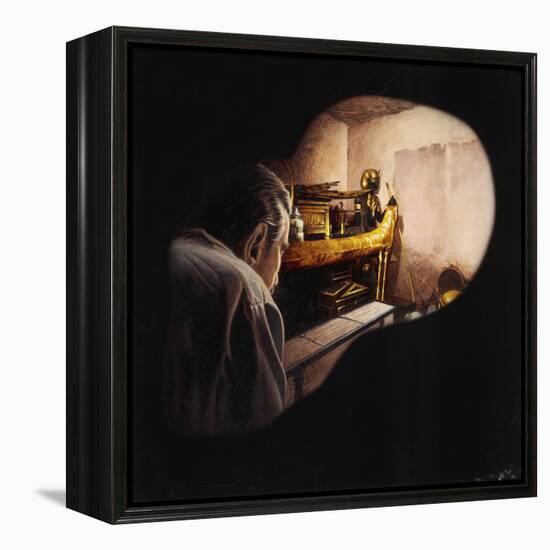 Egypt, Howard Carter Enters Burial Chamber at Tutankhamens Tomb-null-Framed Premier Image Canvas