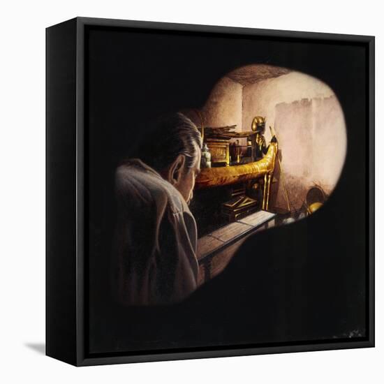 Egypt, Howard Carter Enters Burial Chamber at Tutankhamens Tomb-null-Framed Premier Image Canvas