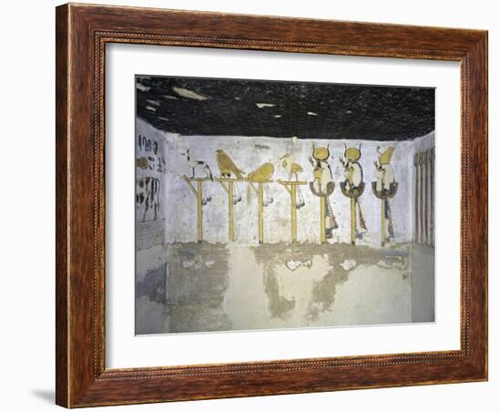 Egypt, Luxor, Valley of the Kings, Tomb of Ramses III, Mural Painting of Heads of Divinities-null-Framed Giclee Print