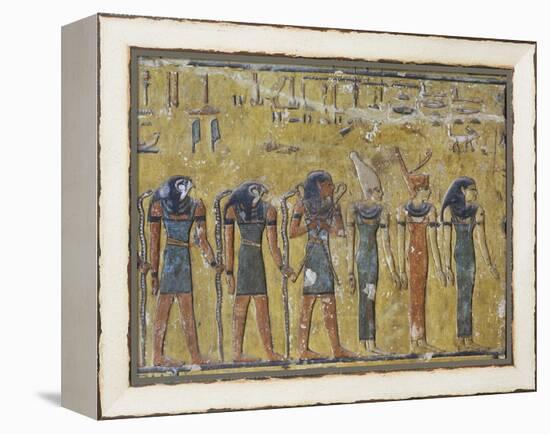 Egypt, Luxor, Valley of the Kings, Tomb of Seti I, Mural Painting of Gods from Nineteenth Dynasty-null-Framed Premier Image Canvas