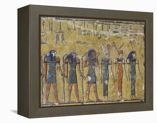Egypt, Luxor, Valley of the Kings, Tomb of Seti I, Mural Painting of Gods from Nineteenth Dynasty-null-Framed Premier Image Canvas