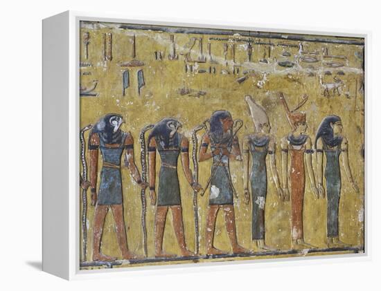 Egypt, Luxor, Valley of the Kings, Tomb of Seti I, Mural Painting of Gods from Nineteenth Dynasty-null-Framed Premier Image Canvas