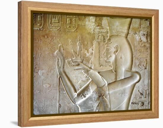 Egypt, Luxor, Valley of the Kings, Tomb of Seti II, Entrance Relief of Ra from Nineteenth Dynasty-null-Framed Premier Image Canvas