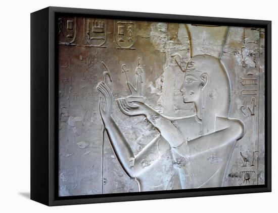 Egypt, Luxor, Valley of the Kings, Tomb of Seti II, Entrance Relief of Ra from Nineteenth Dynasty-null-Framed Premier Image Canvas