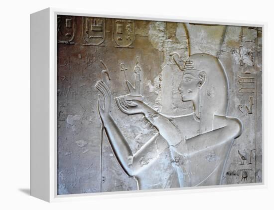 Egypt, Luxor, Valley of the Kings, Tomb of Seti II, Entrance Relief of Ra from Nineteenth Dynasty-null-Framed Premier Image Canvas