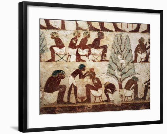 Egypt, Luxor, West Thebes, Sheik El Gurnak. Tomb of Usirhat, Barber, Details from Fresco-null-Framed Giclee Print