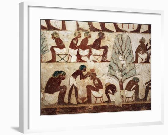 Egypt, Luxor, West Thebes, Sheik El Gurnak. Tomb of Usirhat, Barber, Details from Fresco-null-Framed Giclee Print