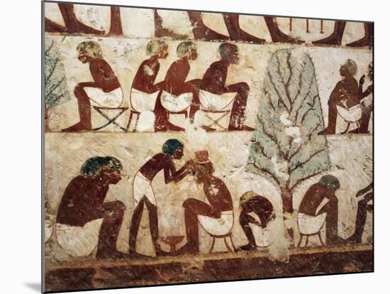 Egypt, Luxor, West Thebes, Sheik El Gurnak. Tomb of Usirhat, Barber, Details from Fresco-null-Mounted Giclee Print