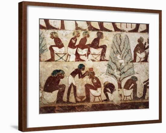 Egypt, Luxor, West Thebes, Sheik El Gurnak. Tomb of Usirhat, Barber, Details from Fresco-null-Framed Giclee Print