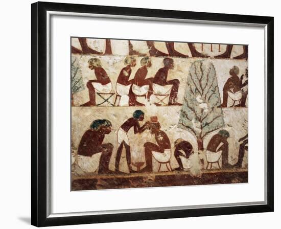 Egypt, Luxor, West Thebes, Sheik El Gurnak. Tomb of Usirhat, Barber, Details from Fresco-null-Framed Giclee Print