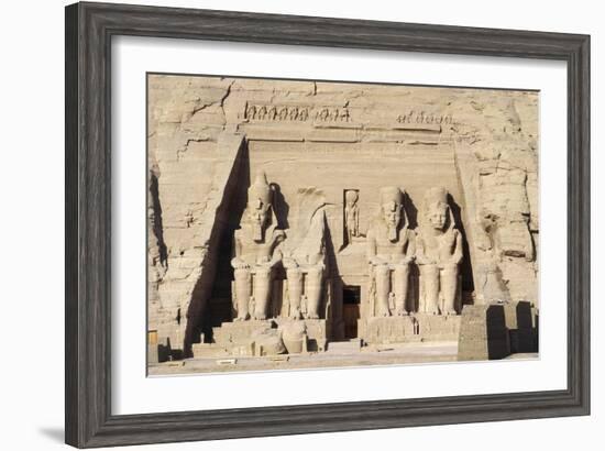 Egypt, Nubia, Abu Simbel, Great Temple, Colossal Sandstone Figures of Enthroned Ramses II-null-Framed Giclee Print