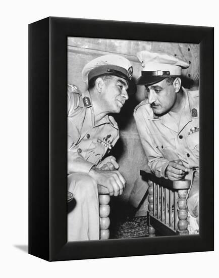 Egypt's Strongman Premier Muhammad Naguib Talking with Lieut. Col. Gamal Abdel Nasser-null-Framed Stretched Canvas