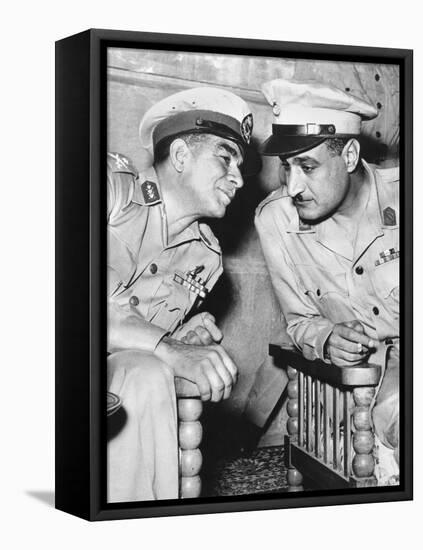 Egypt's Strongman Premier Muhammad Naguib Talking with Lieut. Col. Gamal Abdel Nasser-null-Framed Stretched Canvas