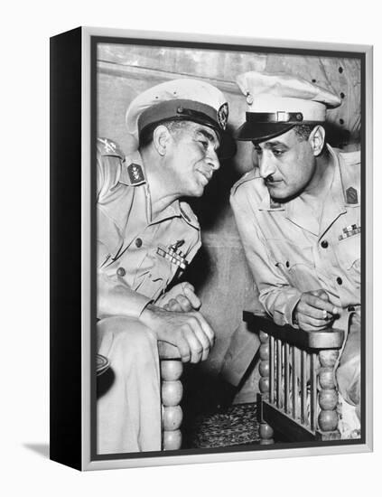 Egypt's Strongman Premier Muhammad Naguib Talking with Lieut. Col. Gamal Abdel Nasser-null-Framed Stretched Canvas