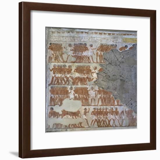 Egypt, Sheikh 'Abd Al-Qurna, Mural Paintings Showing Warriors in Tomb of Army General Tjenuny-null-Framed Giclee Print