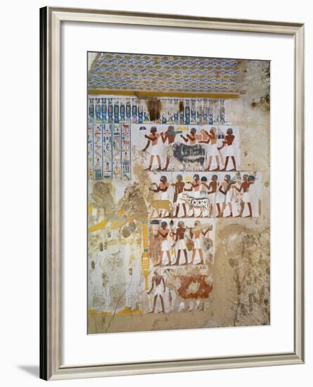 Egypt, Thebes, Luxor, Sheikh 'Abd El-Qurna, Tomb of Paser, Detail of Fresco-null-Framed Giclee Print