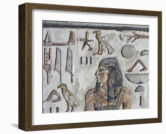 Egypt, Thebes, Luxor, Valley of the Kings, Close-Up of Mural Paintings-null-Framed Giclee Print