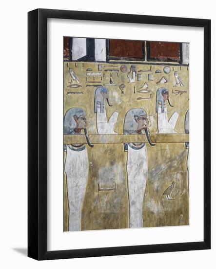 Egypt, Thebes, Luxor, Valley of the Kings, Detail of Mural Paintings in Main Hall of Tomb of Seti I-null-Framed Giclee Print