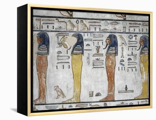 Egypt, Thebes, Luxor, Valley of the Kings, Mural Paintings, Side Chamber, Tomb of Seti I-null-Framed Premier Image Canvas