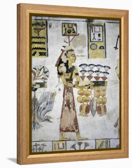 Egypt, Thebes, Luxor, Valley of the Kings, Tomb of Ramses III, Mural Painting of Ritual Offerings-null-Framed Premier Image Canvas