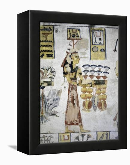 Egypt, Thebes, Luxor, Valley of the Kings, Tomb of Ramses III, Mural Painting of Ritual Offerings-null-Framed Premier Image Canvas