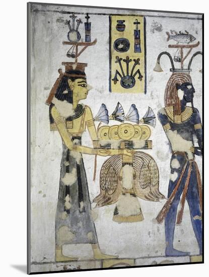 Egypt, Thebes, Luxor, Valley of the Kings, Tomb of Ramses III, Mural Painting of Ritual Offerings-null-Mounted Giclee Print