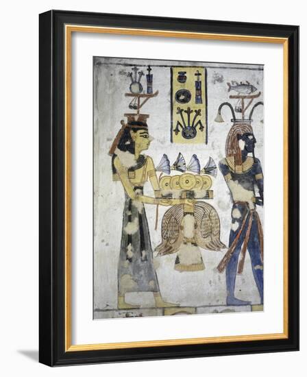 Egypt, Thebes, Luxor, Valley of the Kings, Tomb of Ramses III, Mural Painting of Ritual Offerings-null-Framed Giclee Print