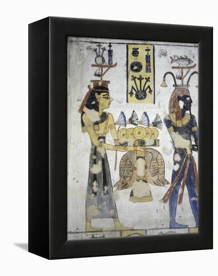 Egypt, Thebes, Luxor, Valley of the Kings, Tomb of Ramses III, Mural Painting of Ritual Offerings-null-Framed Premier Image Canvas