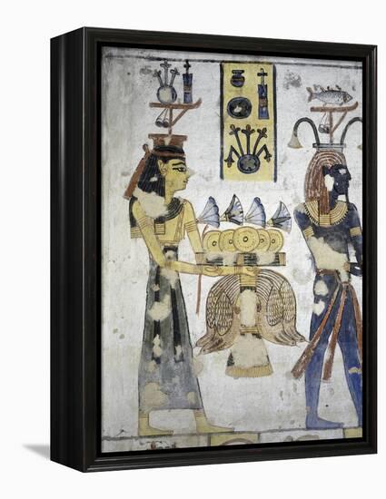 Egypt, Thebes, Luxor, Valley of the Kings, Tomb of Ramses III, Mural Painting of Ritual Offerings-null-Framed Premier Image Canvas