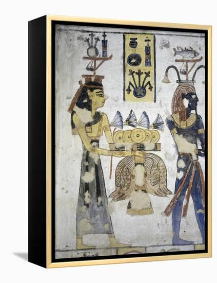 Egypt, Thebes, Luxor, Valley of the Kings, Tomb of Ramses III, Mural Painting of Ritual Offerings-null-Framed Premier Image Canvas