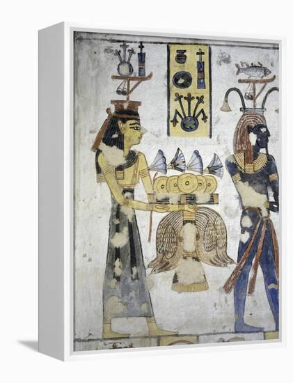 Egypt, Thebes, Luxor, Valley of the Kings, Tomb of Ramses III, Mural Painting of Ritual Offerings-null-Framed Premier Image Canvas